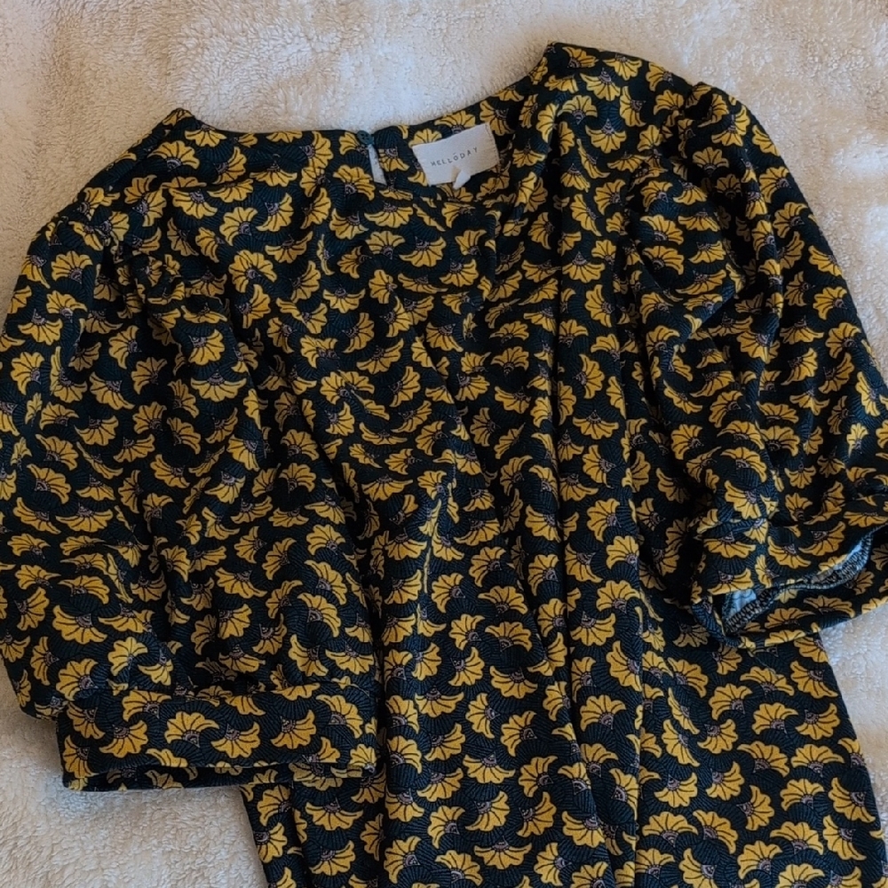 MELLODAY Yellow and Black Floral Dress